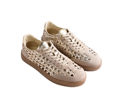 SNEAKER PELLE INTRECCIATA ORO